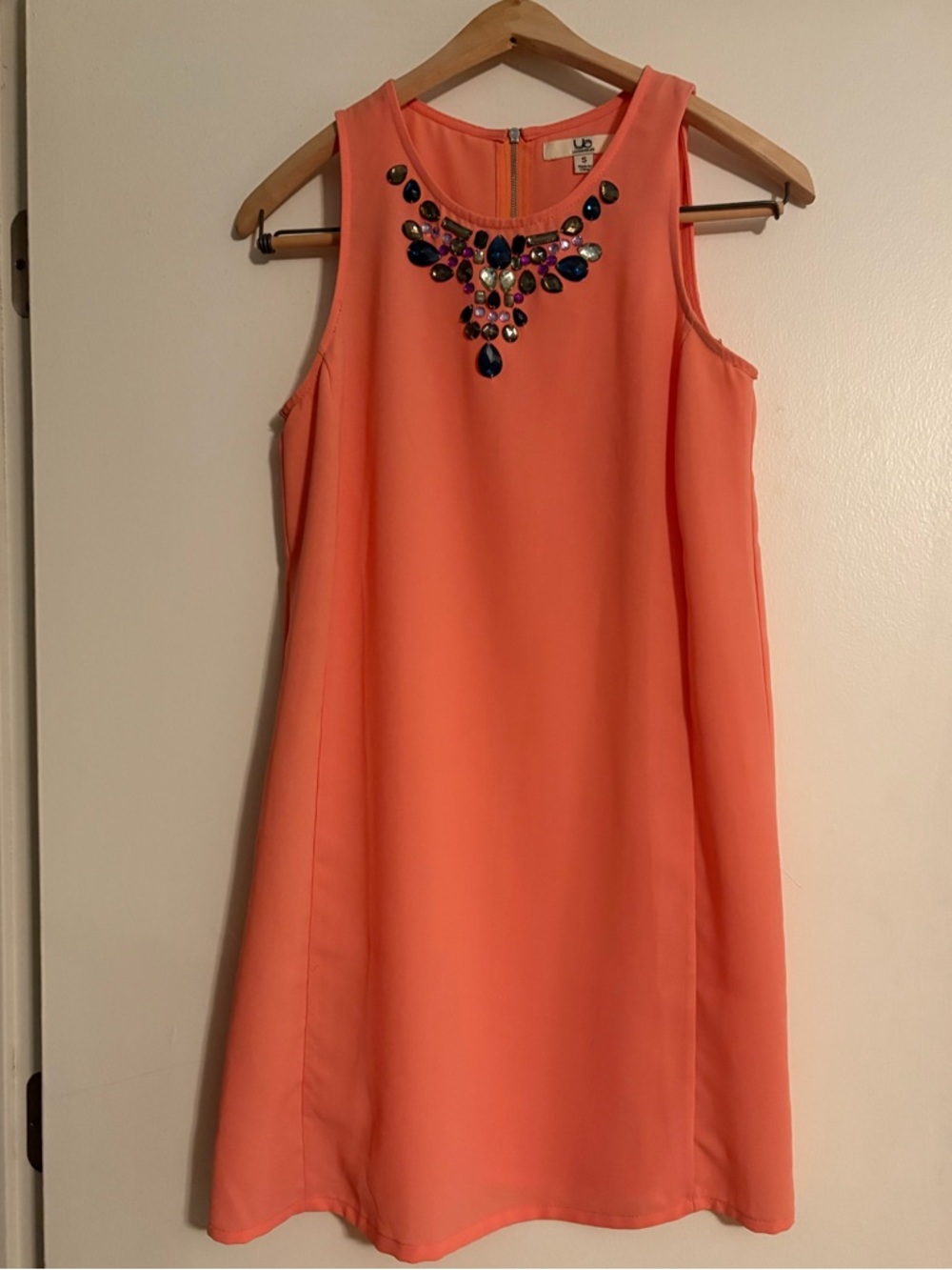 GBG Los Angeles Coral Jeweled Shift Dress